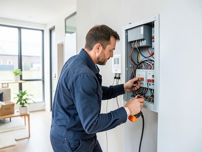 Électricien intervenant sur un tableau électrique